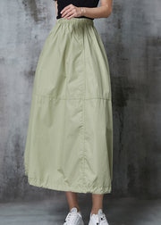 Green Cotton Skirt Elastic Waist Drawstring Summer