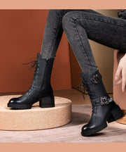 Green Cross Strap Splicing Fashion Chunky Boots