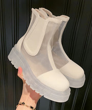 Green Fashion Breathable Tulle Splicing Platform Boots