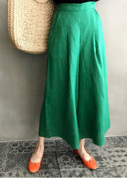 Green High Waist Wide Leg Pants Summer