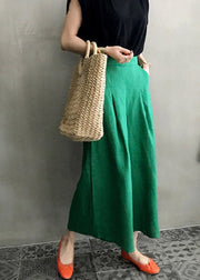 Green High Waist Wide Leg Pants Summer