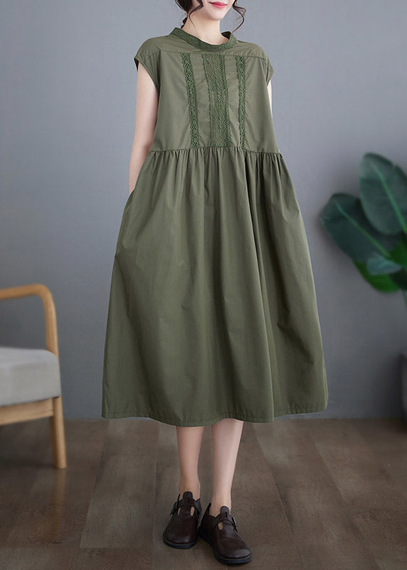 Green Lace Patchwork Cotton Maxi Dresses Summer