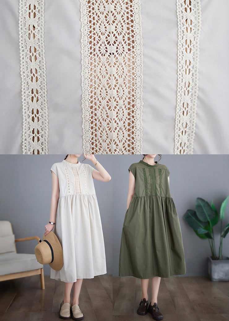 Green Lace Patchwork Cotton Maxi Dresses Summer