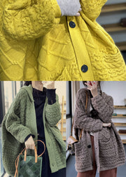 Green Lazy Rabbit Hair Knit Loose Cardigans Cable Knit Winter