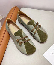 Green Penny Loafers Hollow Out Comfortable Splicing