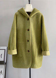 Green Pockets Woolen Hooded Jacket Wear On Both Sides Winter