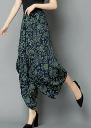 Green Print High Waist Wide Leg Pants