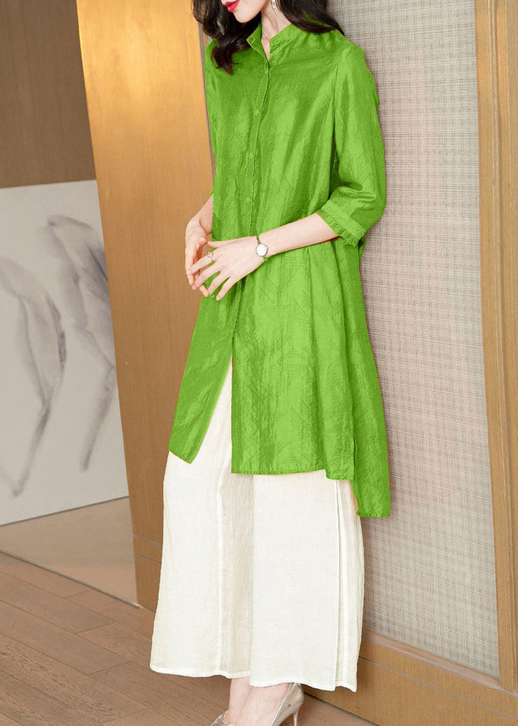 Apple Green Silk Two Piece Set Women Clothing