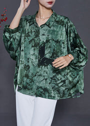 Green Tie Dye Chiffon Shirts Oversized Summer