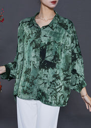 Green Tie Dye Chiffon Shirts Oversized Summer