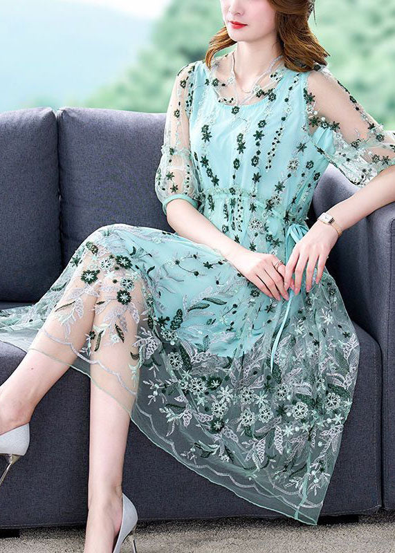 Green Tulle Holiday Dresses Ruffled Exra Large Hem Summer