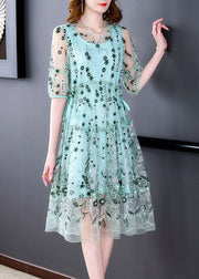 Green Tulle Holiday Dresses Ruffled Exra Large Hem Summer