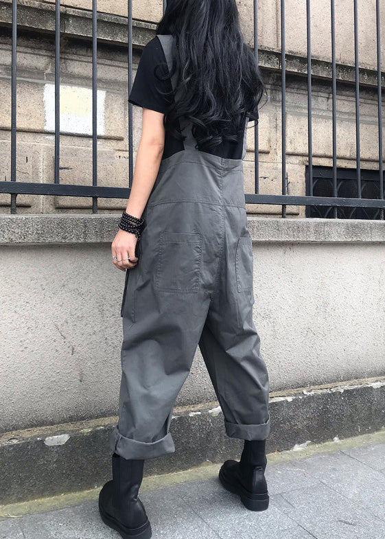 Grey Slash Neck Cozy Solid Jumpsuits