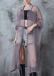 Grey Tulle UPF 50+ Cardigans Oversized Side Open Summer