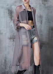 Grey Tulle UPF 50+ Cardigans Oversized Side Open Summer