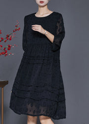 Handmade Black Jacquard Chiffon Vacation Dresses Summer