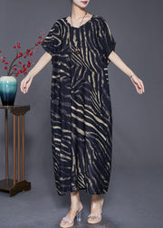 Handmade Black Oversized Striped Vacation Dresses Summer