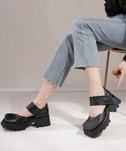 Handmade Black Splicing Platform High Heel Sandals