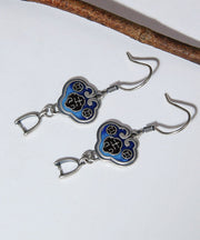 Handmade Blue Sterling Silver Cloisonne Drop Earrings