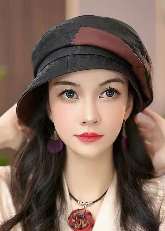 Handmade Boutique Elegant Black Silk Beret Hat