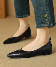 Handmade Brown Sheepskin Flat Feet Shoes Pointed Toe