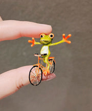 Handmade Colorblock Alloy Painting Oil Bicycle Frog Brooches