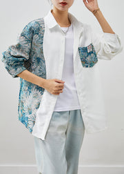 Handmade Colorblock Asymmetrical Patchwork Cotton Shirts Fall