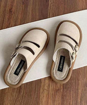 Handmade Comfy Hollow Out Beige Suede Slide Sandals