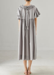 Handmade Grey Ruffled Cotton Dresses Summer