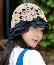 Handmade Mulberry Lace Patchwork Knit Bonnie Hat