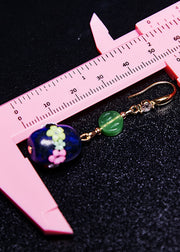 Handmade Multicolour Flower Bluestone Jade Drop Earrings