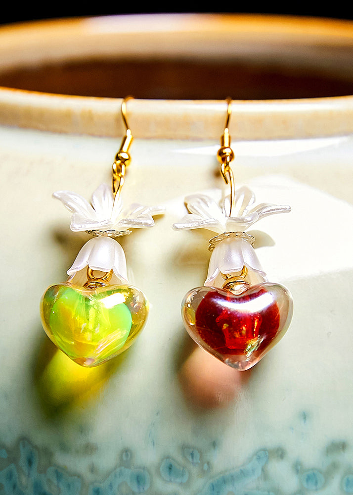 Handmade Multicolour Heart-shaped Asymmetric Acrylic Drop Earrings