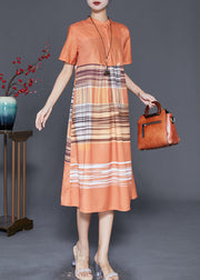 Handmade Orange Print Patchwork Hollow Out Long Dress Summer