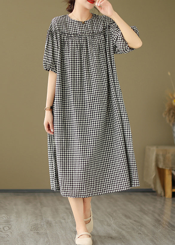 Handmade Plaid Ruffled Patchwork Party Maxi Dress Summer