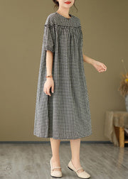 Handmade Plaid Ruffled Patchwork Party Maxi Dress Summer