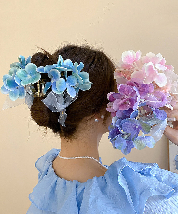 Handmade Purple Acrylic Cloth Floral Lace Bow Hairpin