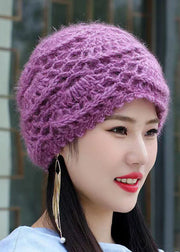 Handmade Purple Autumn Winter Knit Bonnie Hat