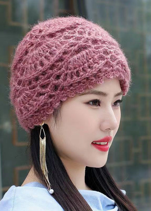 Handmade Purple Autumn Winter Knit Bonnie Hat