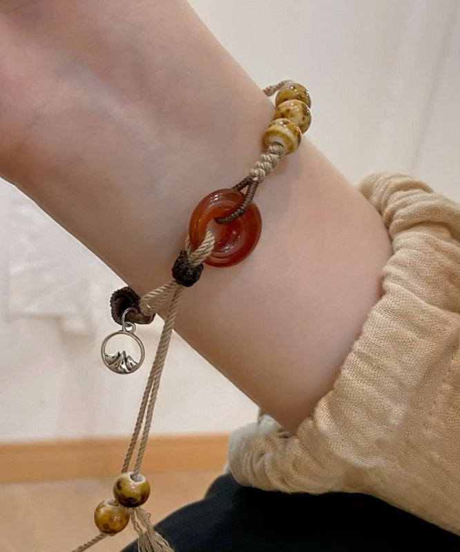 Handmade Red Braid Ping Buckle Charm Bracelet