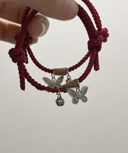 Handmade Red Sterling Silver Butterfly Small Bell Charm Bracelet