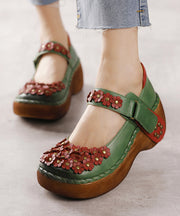 Handmade Retro Flower Buckle Strap High Wedge Heels Shoes