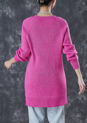 Handmade Rose V Neck Silm Fit Knit Dress Winter