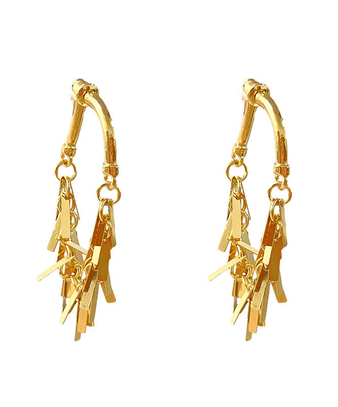 Handmade Silk Metal Sequins Tassel Drop Earrings