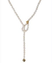 Handmade White Alloy Pearl Beading Graduated Bead Necklace