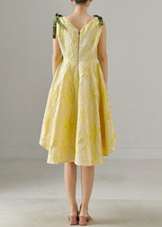 Handmade Yellow Jacquard Exra Large Hem Cotton Day Dress Summer