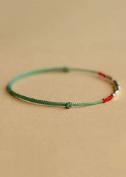 Handwoven Bamboo Joint Silver Good Luck Bracelet