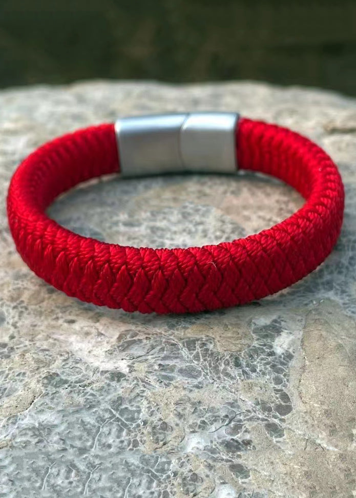 Handwoven Pure Red Dragon Scale Patterned Koi Bracelet