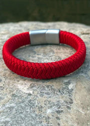 Handwoven Pure Red Dragon Scale Patterned Koi Bracelet