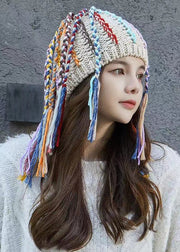 Hip Hop Style Beige Dirty Braid Wig One Piece Hand Knit Bonnie Hat