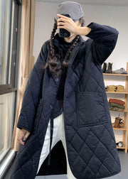 Italian Black Oversized Cozy Fine Cotton Filled Women Witner Coats